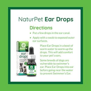 NaturPet Ear Drops for Dogs & Cats | Use for Cleaning, Prior to Swimming, Stinky, Smelly Ears, Itchy Ears | All Natural Herbal Drops 10mL