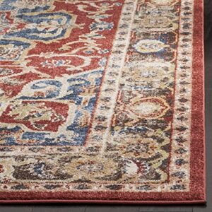 SAFAVIEH Bijar Collection 2'3" x 6' Red / Royal BIJ605R Traditional Oriental Distressed Non-Shedding Living Room Entryway Foyer Hallway Bedroom Runner Rug