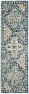 safavieh evoke collection 2'2" x 11' light blue/ivory evk274c boho trellis non-shedding living room bedroom runner rug