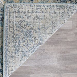 SAFAVIEH Evoke Collection 2'2" x 11' Light Blue/Ivory EVK274C Boho Trellis Non-Shedding Living Room Bedroom Runner Rug