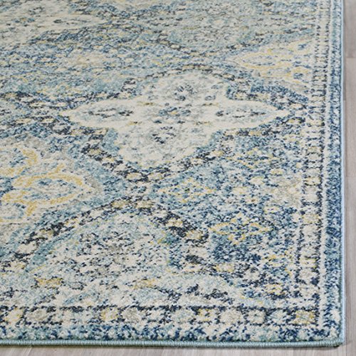 SAFAVIEH Evoke Collection 2'2" x 11' Light Blue/Ivory EVK274C Boho Trellis Non-Shedding Living Room Bedroom Runner Rug