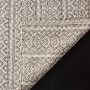SAFAVIEH Montauk Collection Accent Rug - 3' x 5', Ivory & Grey, Handmade Flat Weave Boho Farmhouse Cotton, Ideal for High Traffic Areas in Entryway, Living Room, Bedroom (MTK341A)