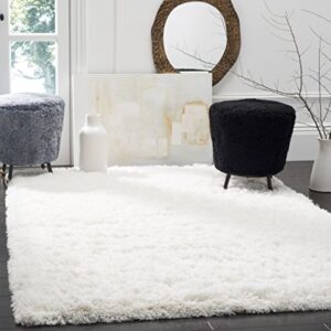 safavieh polar shag collection area rug - 8' x 10', white, solid glam design, non-shedding & easy care, 3-inch thick ideal for high traffic areas in living room, bedroom (psg800b)