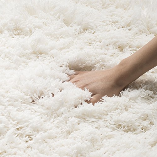 SAFAVIEH Polar Shag Collection Area Rug - 8' x 10', White, Solid Glam Design, Non-Shedding & Easy Care, 3-inch Thick Ideal for High Traffic Areas in Living Room, Bedroom (PSG800B)