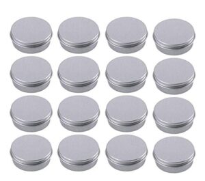 healthcom 21-pack 1 oz/30ml round aluminum tin cans screw top metal lid tins makeup cream lip balm jars empty cosmetic storage sample container boxes organization kit for lip balm salve crafts spice candles tea gifts,silver
