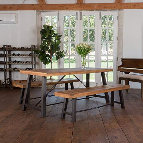 Christopher Knight Home Countryside Inn Acacia Wood Dining Set, 3-Pcs Set, Teak Finish