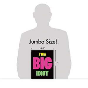 NobleWorks - Jumbo I'm Sorry Greeting Card (8.5 x 11 Inch) - Funny Apology Message - Big Idiot J3946SRG