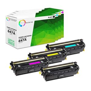 tct premium compatible toner cartridge replacement for hp 647a 648a ce260a ce261a ce262a ce263a works with hp color laserjet cp4520 cp4025 cp4525 printers (black, cyan, magenta, yellow) - 4 pack