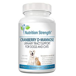 nutrition strength cranberry d-mannose for dogs, support for uti in dogs, urinary tract + immune health supplement, support for bladder infection in dogs, cranberry for dogs, 150 chewable tablets