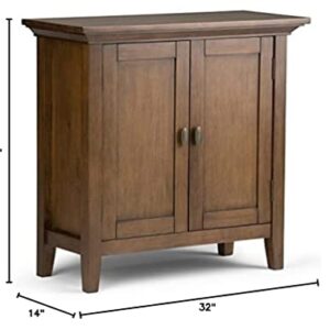 SIMPLIHOME Redmond SOLID WOOD 32 inch Wide Transitional Low Storage Cabinet in Rustic Natural Aged Brown for the Living Room, Entryway and Family Room