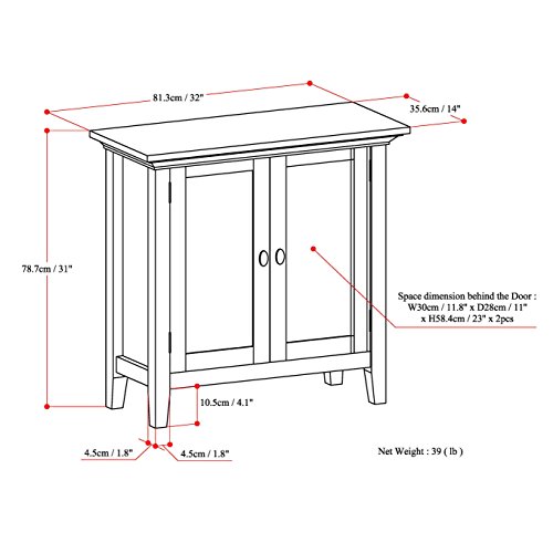 SIMPLIHOME Redmond SOLID WOOD 32 inch Wide Transitional Low Storage Cabinet in Rustic Natural Aged Brown for the Living Room, Entryway and Family Room