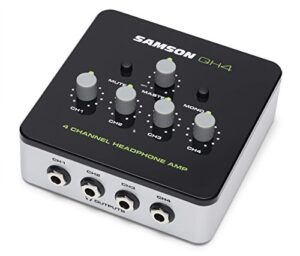 samson qh4 4-channel studio headphone amplifier,black/silver