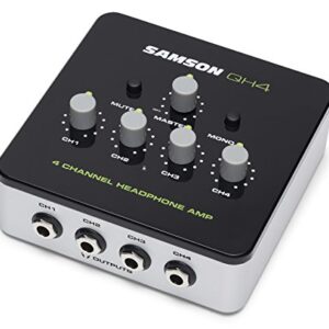 Samson QH4 4-Channel Studio Headphone Amplifier,Black/Silver