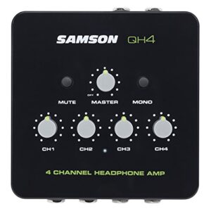 Samson QH4 4-Channel Studio Headphone Amplifier,Black/Silver