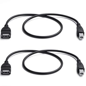 youowo 2 pack usb 2.0 cable a female to usb b male cable for printer extender connection cables usb_a/f-usb_b/m adapter (usb_a-usb_b cables black)
