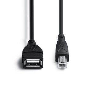 YOUOWO 2 Pack USB 2.0 Cable A Female to USB B Male Cable for Printer Extender Connection Cables USB_A/F-USB_B/M Adapter (USB_A-USB_B Cables Black)