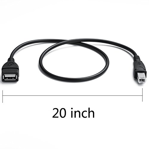 YOUOWO 2 Pack USB 2.0 Cable A Female to USB B Male Cable for Printer Extender Connection Cables USB_A/F-USB_B/M Adapter (USB_A-USB_B Cables Black)