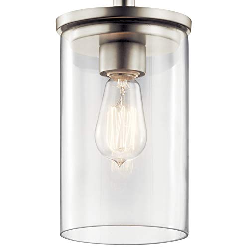 Kichler Crosby 10.75" 1 Light Mini Pendant with Clear Glass Brushed Nickel