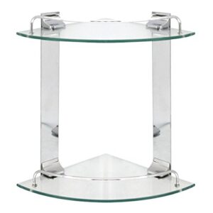 modona double corner glass shelf with rail – polished chrome – 5 year warrantee