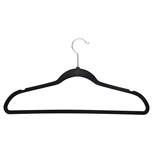 Simplify 10 Super Slim Velvet Huggable Hangers in Black