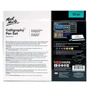 Mont Marte Calligraphy Set, 32 Piece. Includes Calligraphy Pens, Calligraphy Nibs, Ink Cartridges, Introduction Booklet and Exercise Booklet, Packaging May Vary