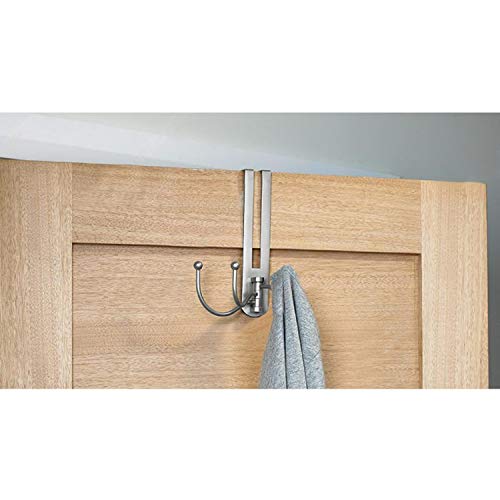 Rok Hardware Pearly Grey Over The Door 3 Prong Closet Coat Sweater Hat Tie Clothes Towel Swivel Hook Hanger ROKOTDHMN (2 Pack)