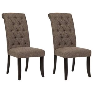 signature design by ashley tripton classic tufted upholstered armless dining chair, 2 count, brownish gray