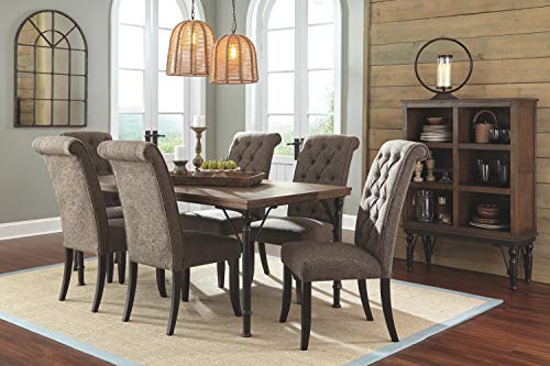 Signature Design by Ashley Tripton Classic Tufted Upholstered Armless Dining Chair, 2 Count, Brownish Gray