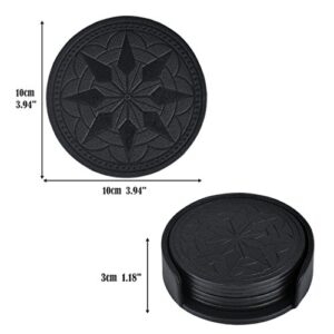 Drink Coasters,365park PU Leather Coasters Set of 6 with Holder for Glasses