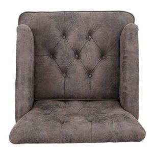 GDFStudio Medford Brown Tufted Club Chair, Fabric Accent Chair with Studded Nailhead Accents