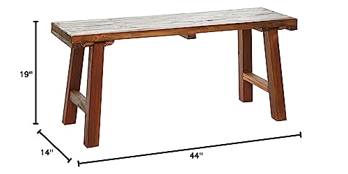 Deco 79 Wood Handmade Natural Bench, 44" x 14" x 19", Brown