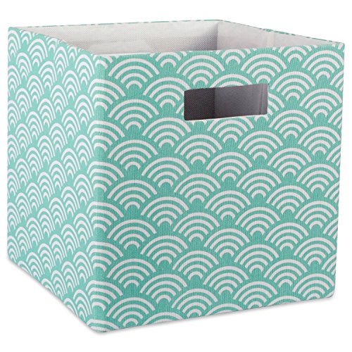 DII Collapsible Hard Sided Bin, Waves, Aqua, Large