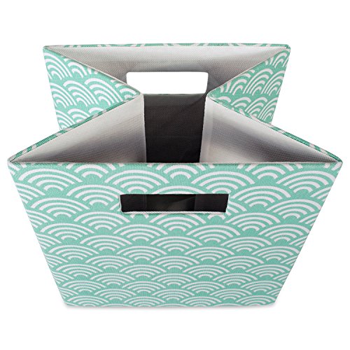 DII Collapsible Hard Sided Bin, Waves, Aqua, Large