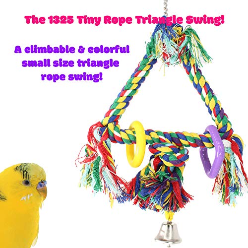 Bonka Bird Toys 1325 Tiny Rope Triangle Swing Colorful Cotton Metal Plastic Climbing Quaker Parrot Parrotlet Cockatiel Budgie