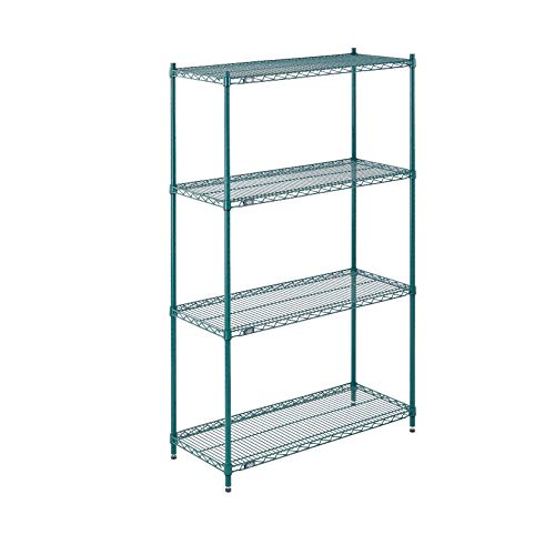 Nexel Poly-Green Adjustable Wire Shelving Unit, 4 Tier, Heavy Duty Commerical Storage Organizer Wire Rack, 18" x 42" x 74", Green