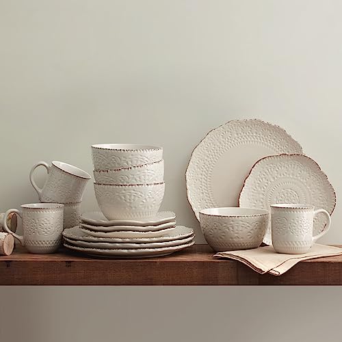 Pfaltzgraff Chateau Cream 16-Piece Stoneware Dinnerware Set, Service for 4, Off White