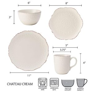 Pfaltzgraff Chateau Cream 16-Piece Stoneware Dinnerware Set, Service for 4, Off White