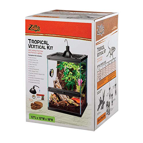 Zilla Tropical Vertical Habitat Starter Kit for Small Tree Dwelling Reptiles & Amphibians Like Geckos and Frogs 11 GAL