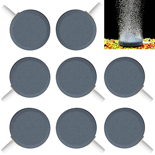 Pawfly Aquarium Air Stone Disc Bubbler 1.5 Inch Bubble Release Tool Round Oxygen Diffuser for Nano Air Pumps Fish Tanks Buckets Small Ponds and DWC Reservoirs, 8 Pack