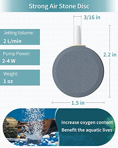 Pawfly Aquarium Air Stone Disc Bubbler 1.5 Inch Bubble Release Tool Round Oxygen Diffuser for Nano Air Pumps Fish Tanks Buckets Small Ponds and DWC Reservoirs, 8 Pack