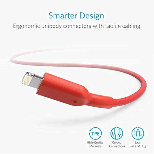 Anker Powerline II Lightning Cable (6ft), MFi Certified for iPhone Xs/XS Max/XR/X / 8/8 Plus /7/7 Plus / 6/6 Plus (Red)