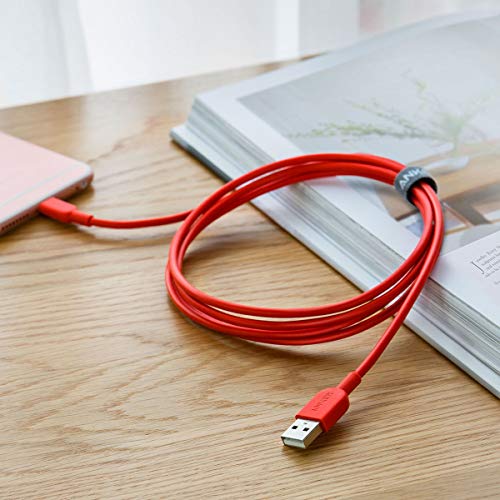 Anker Powerline II Lightning Cable (6ft), MFi Certified for iPhone Xs/XS Max/XR/X / 8/8 Plus /7/7 Plus / 6/6 Plus (Red)