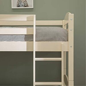 Walker Edison Solid Wood Twin Trundle Kids Bed Frame With Wheels Bunk bed Kids Bed Bedroom Storage Guard Rail Ladder, Twin, White