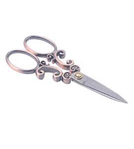 bihrtc european vintage stainless steel sewing scissors diy tools cloud pattern dressmaker shears scissors for embroidery, craft, art work & everyday use (copper)