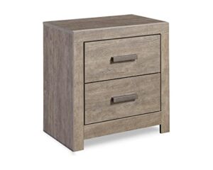 signature design by ashley culverbach modern 2 drawer nightstand with 2 usb charging stations, weathered gray