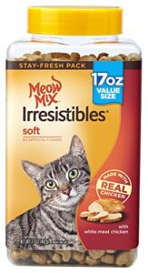 meow mix irresistibles soft cat treats with white meat chicken, 17 oz