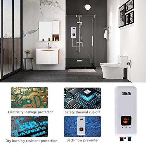 240V 5.5KW 4.5KW 3.5KW Instant Electric Hot Tankless Water Heater 3 Power Levels for Bathroom Kitchen RV Camping