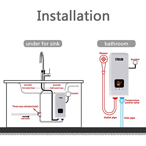 240V 5.5KW 4.5KW 3.5KW Instant Electric Hot Tankless Water Heater 3 Power Levels for Bathroom Kitchen RV Camping