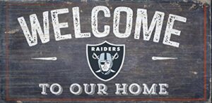 la auto gear oakland raiders nfl team logo garage home office room wood sign with hanging rope - welcome to our home