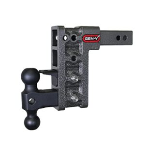 gen-y gh-324 mega-duty adjustable 7.5" drop hitch with gh-031 dual-ball, gh-032 pintle lock for 2" receiver - 10,000 lb towing capacity - 1,500 lb tongue weight